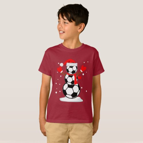 Snowman soccer T_Shirt Funny Christmas Gift Shirt