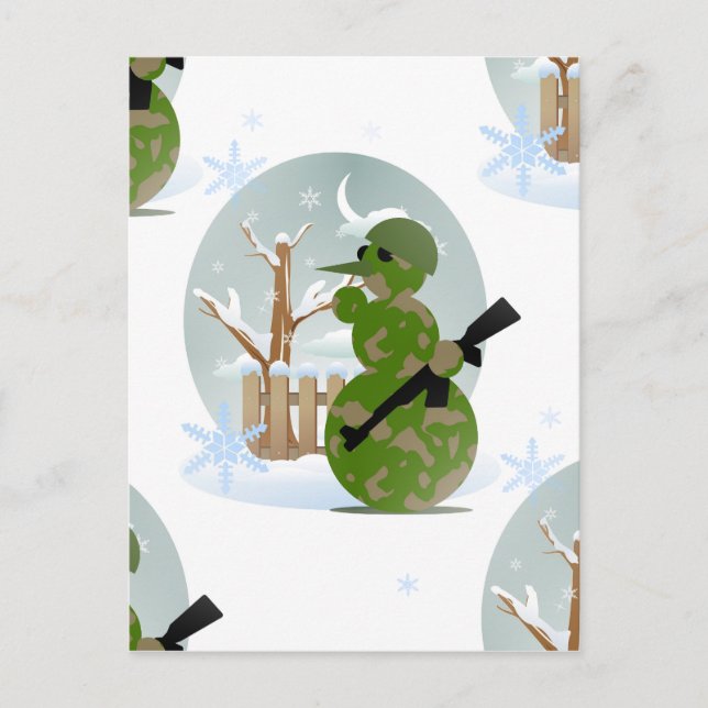 snowman soldier christmas holiday postcard (Front)