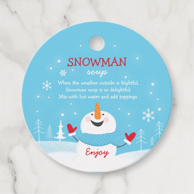 Snowman Soup Christmas Hot Chocolate Gift Favor Tags (Front)