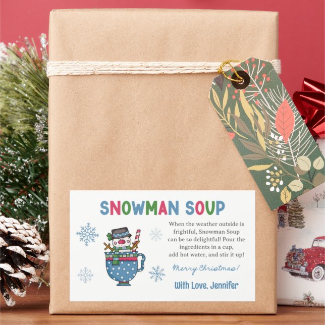 Snowman Soup Recipe Snowman Soup Favor Label (Holiday)