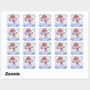 Snowman Soup Square Sticker