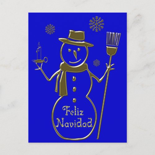 Snowman Spanish Merry Christmas Card Feliz Navidad