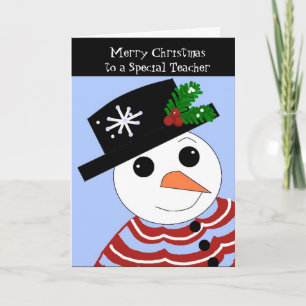 Snowman Special Teacher Christmas Card
