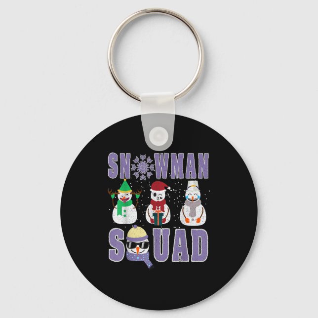 Snowman Squad Funny Family Matching, Teacher And S Keychain (Front)