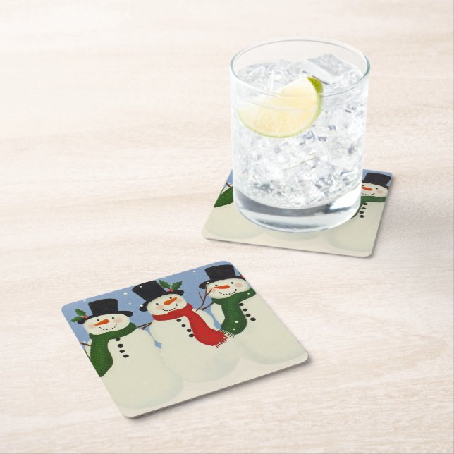 Snowman Square Paper Coaster (Insitu)