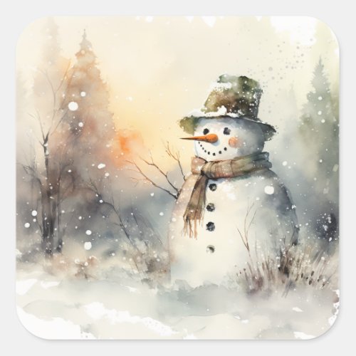 Snowman Square Sticker