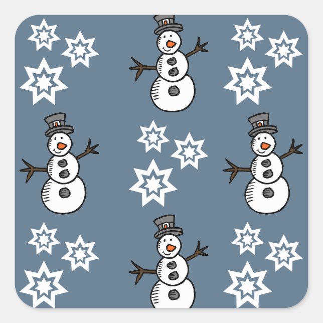 Snowman Square Sticker (Front)