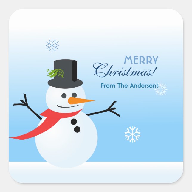 Snowman Square Sticker (Front)