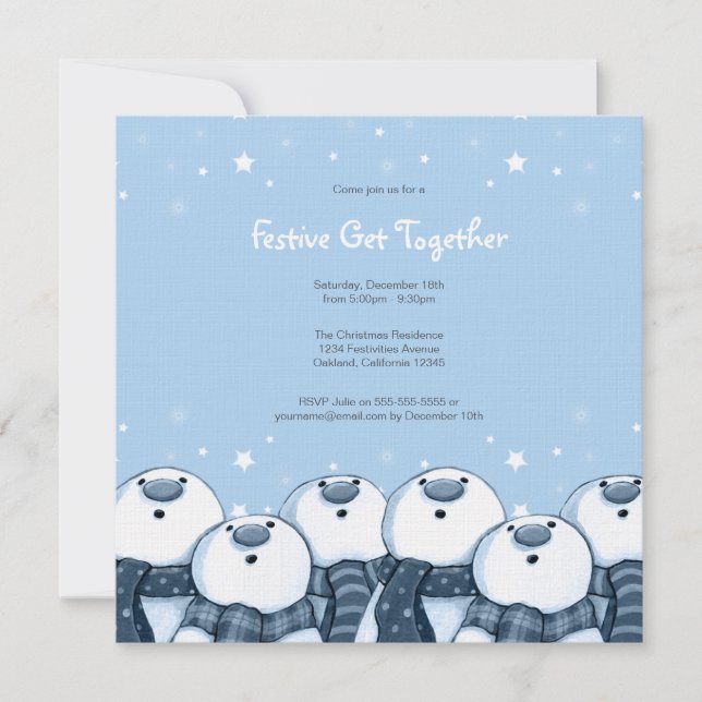 Snowman Stargazers | Festive Party Invites (Front)