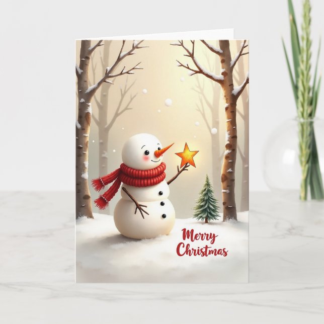 Snowman Starry Night Card (Front)