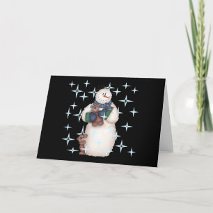Snowman Starry Night Holiday Card