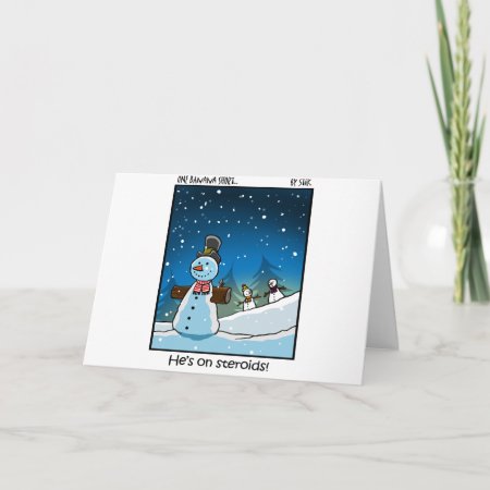 Snowman Steriods Holiday Card
