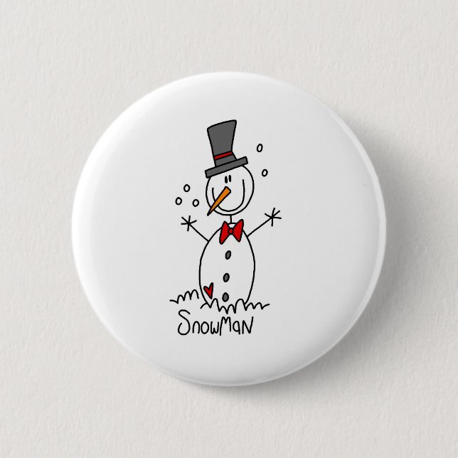 Snowman Stick Figure Button (Front)