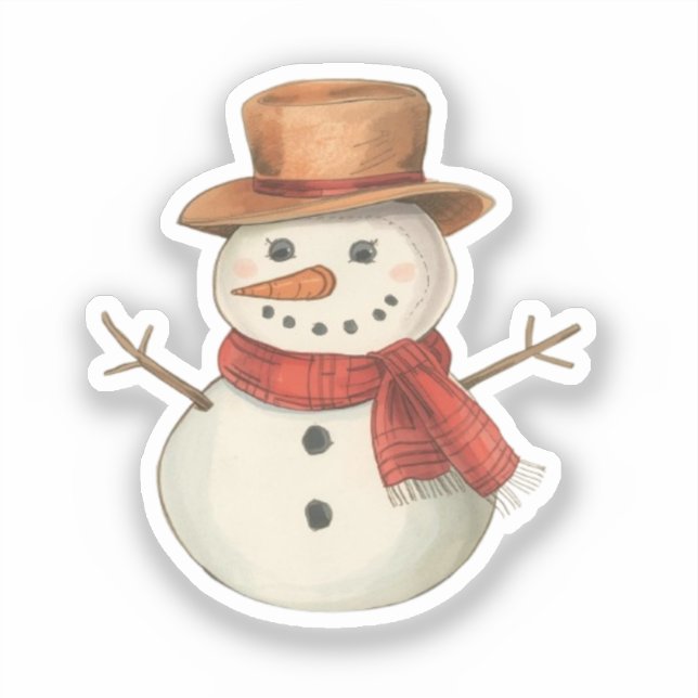 Snowman Sticker | Cozy Winter Character Doodle (Front)