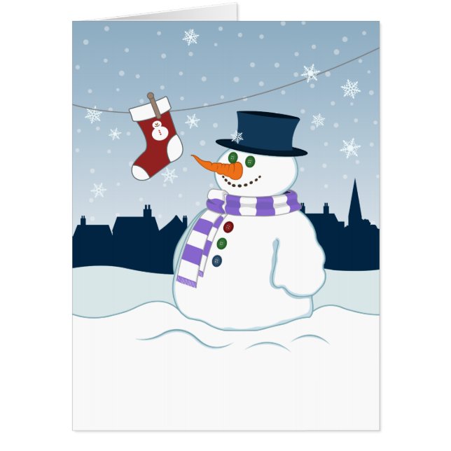 Snowman & Stocking Christmas Card (Front)