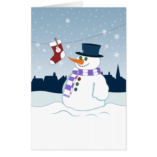 Snowman & Stocking Christmas Card (Front)