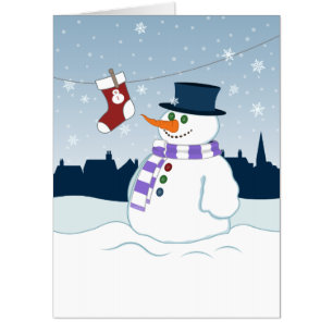 Snowman & Stocking Christmas Card