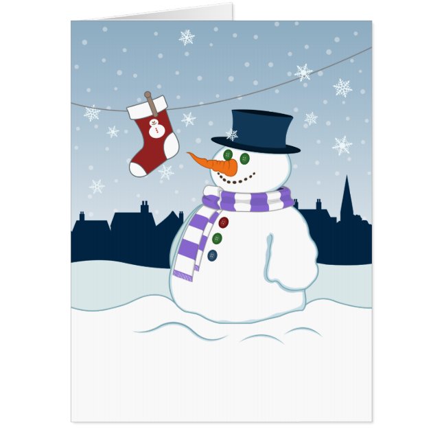 Snowman & Stocking Christmas Card (Front)