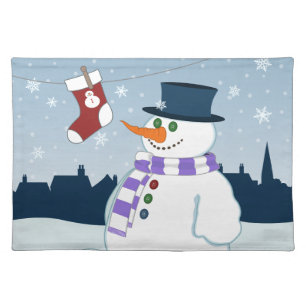 Snowman & Stocking Christmas Cloth Placemat