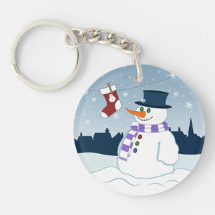 Snowman & Stocking Christmas Keychain