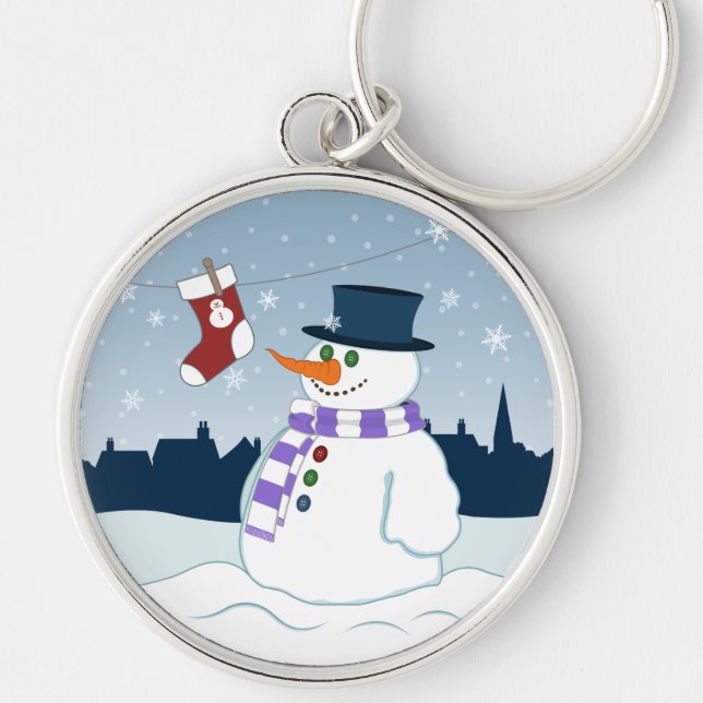 Snowman & Stocking Christmas Keychain (Front)