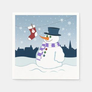 Snowman & Stocking Christmas Napkins
