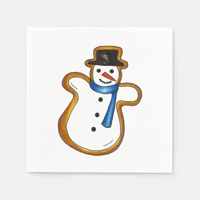 Snowman Sugar Cookie Christmas Winter Hanukkah Paper Napkins (Front)