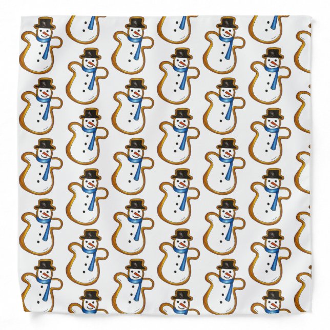 Snowman Sugar Cookie Hanukkah Christmas Holiday Bandana (Front)