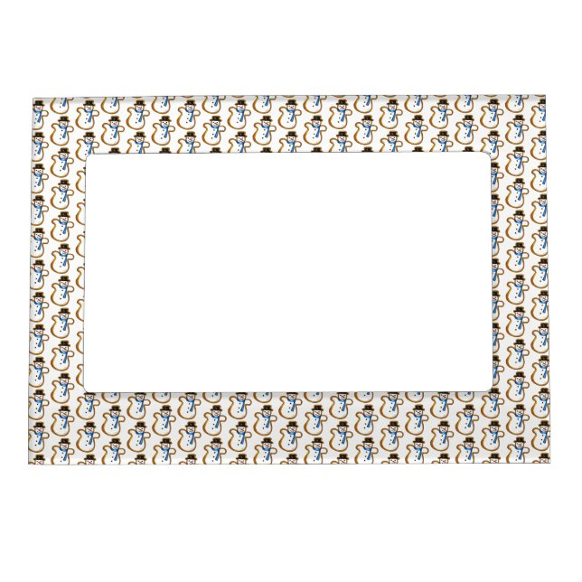 Snowman Sugar Cookie Hanukkah Christmas Holiday Magnetic Picture Frame (Front)