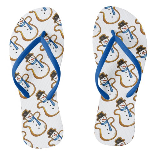 Snowman Sugar Cookie Winter Christmas Snow Flip Flops