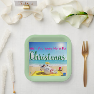 Snowman Sunbathing Paper Plates