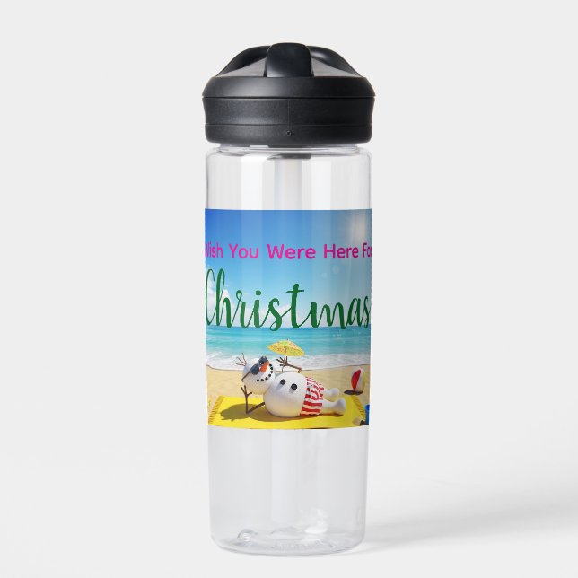 Snowman Sunbathing Water Bottle (Front)