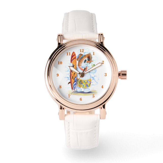 Snowman Surfer Funny Watch (Front)