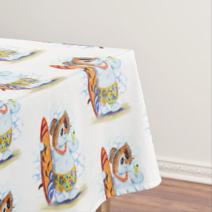 Snowman Surfer Tablecloth