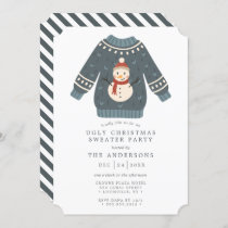 Snowman Tacky Ugly Christmas Sweater Party Invitation