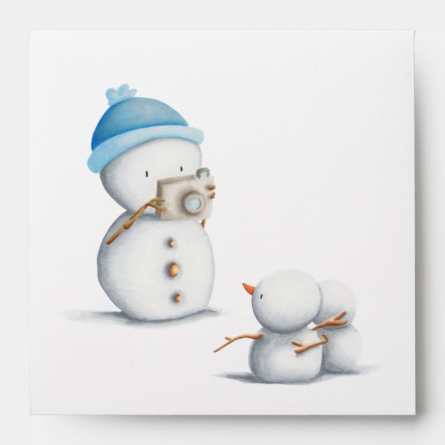 Snowman taking photos winter CD sleeve Envelope | Zazzle