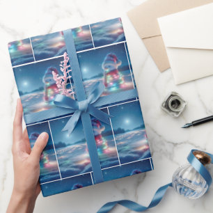 Snowman Tangled In Glowing Christmas Lights Wrapping Paper