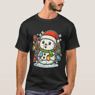 Snowman Tangled In Holiday Lights Premium Tri-blen T-Shirt