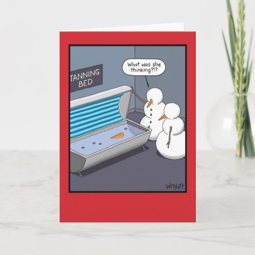 Snowman Tanning Bed Holiday Card
