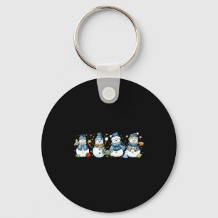 Snowman Teacher Winter Leopard Clroom Cute Blue St Keychain