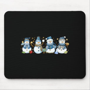 Snowman Teacher Winter Leopard Clroom Cute Blue St Mouse Pad