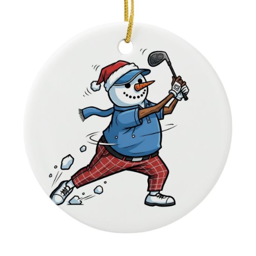 Snowman Tennis Player Christmas 2026 Holiday   Ceramic Ornament