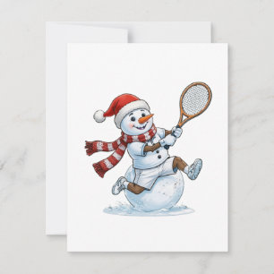 Snowman Tennis Player Christmas 2026 Holiday Sport Note Card