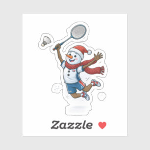 Snowman Tennis Player Christmas 2026 Holiday Sport Sticker