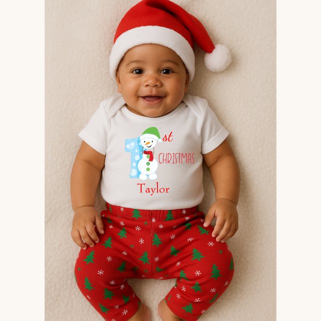 Snowman Theme Baby First Christmas Baby Bodysuit (Creator Uploaded)
