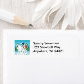 Snowman Throwing a Snowball Winter Fun Splat! Label | Zazzle