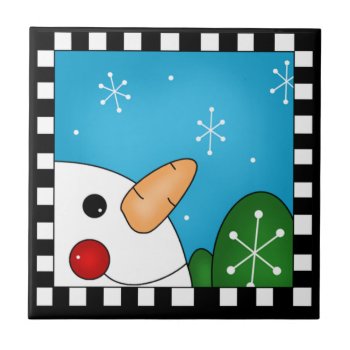 Snowman Tile Trivet by pmcustomgifts at Zazzle