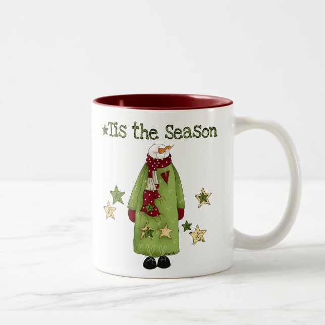 Snowman Tis the Season Two-Tone Coffee Mug (Right)