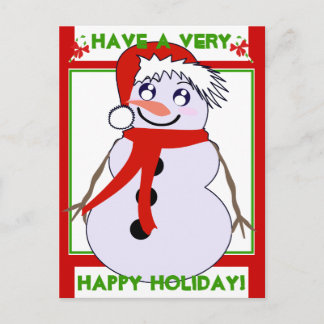Snowman Toon Red Holiday! Postcard