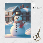 Snowman Town Illustration Large Tissue Paper<br><div class="desc">This snowman in a town illustration is a charming and playful image that captures the whimsy and beauty of a snowy winter day.  Rendered using state-of-the-art technology,  it has a whimsical and folk art-inspired appearance.</div>